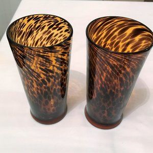 Hand blown Tiger Print Tortoise Shell Glasses